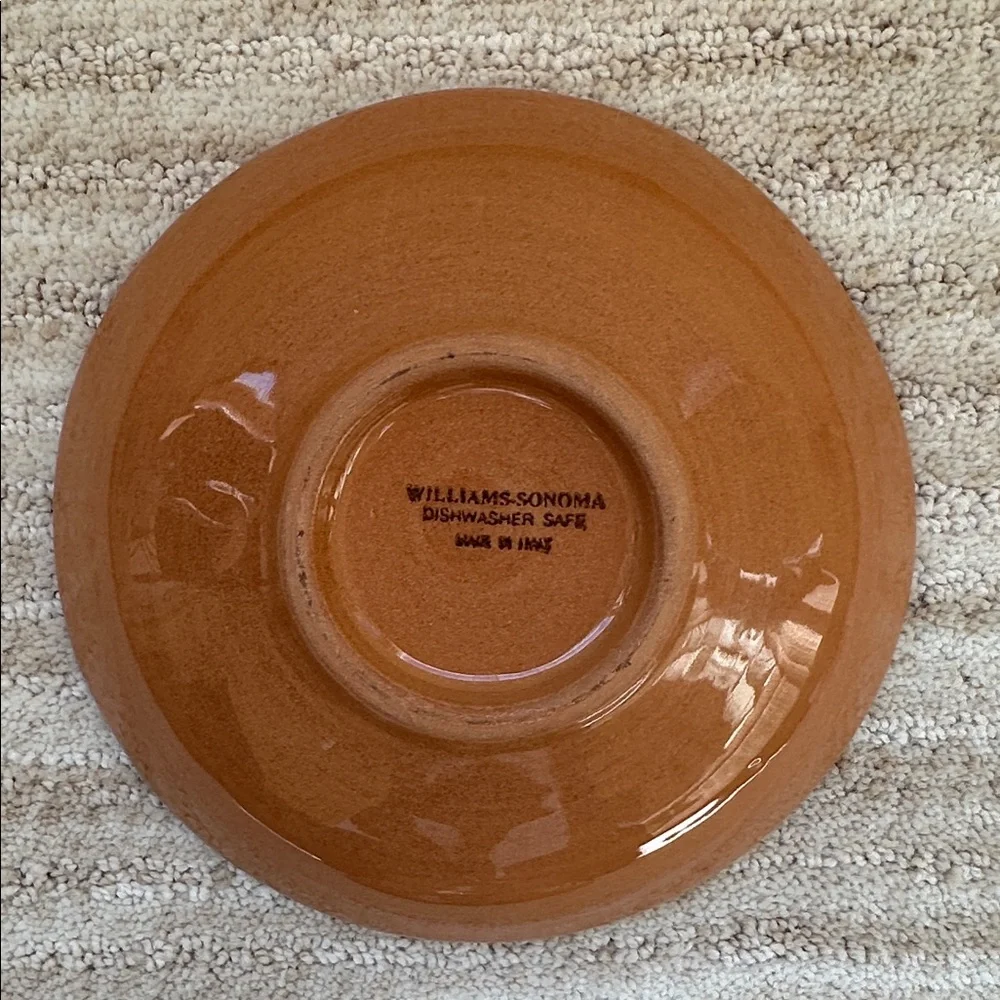 Set of 2 Williams Sonoma Rooster Script Individual Dipping Bowls Italy Farmhouse